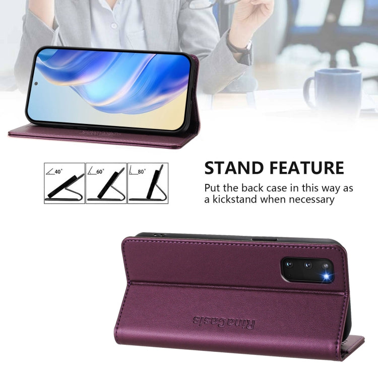 For Galaxy S20 FE RC01 Dual-Folded Magnetic Suction RFID Leather Phone Case