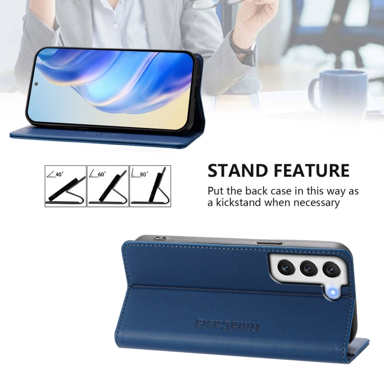 For Galaxy S21 FE 5G RC01 Dual-Folded Magnetic Suction RFID Leather Phone Case