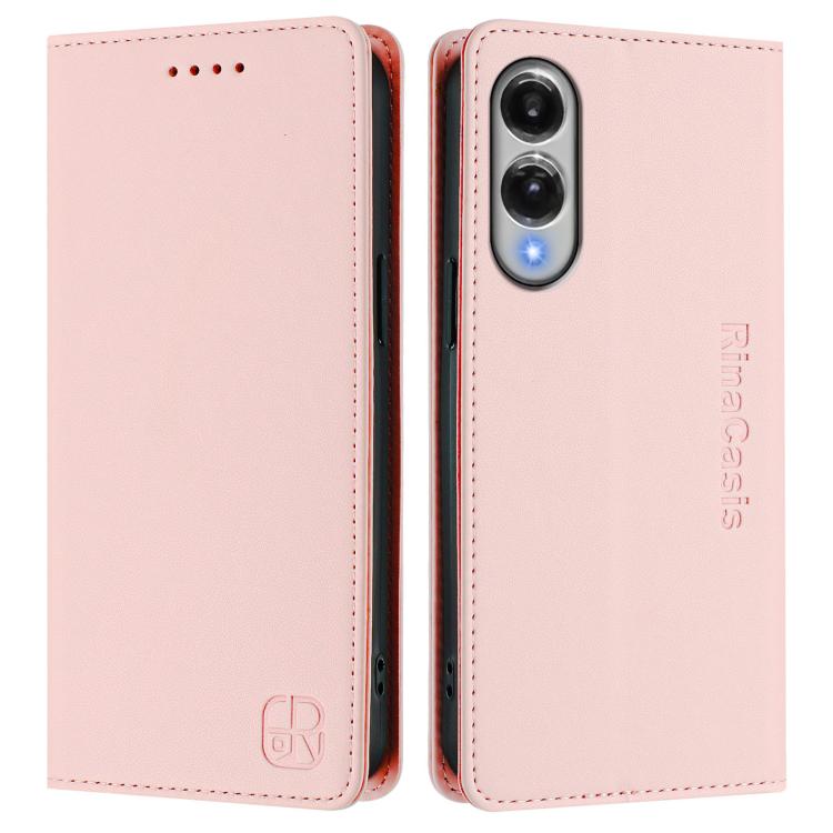 For Galaxy S25 Edge 5G RC01 Dual-Folded Magnetic Suction RFID Leather Phone Case