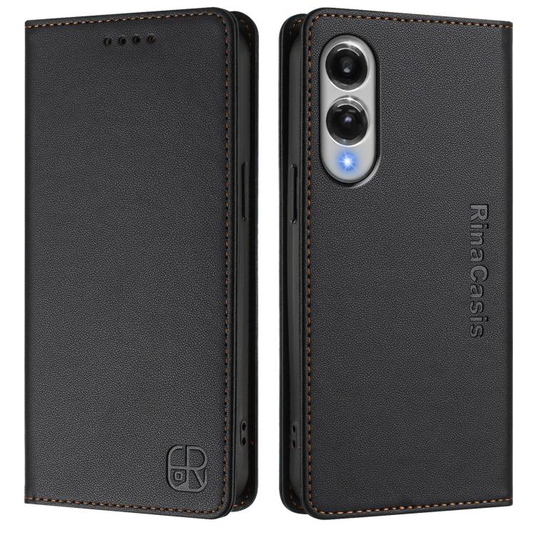 For Galaxy S25 Edge 5G RC01 Dual-Folded Magnetic Suction RFID Leather Phone Case