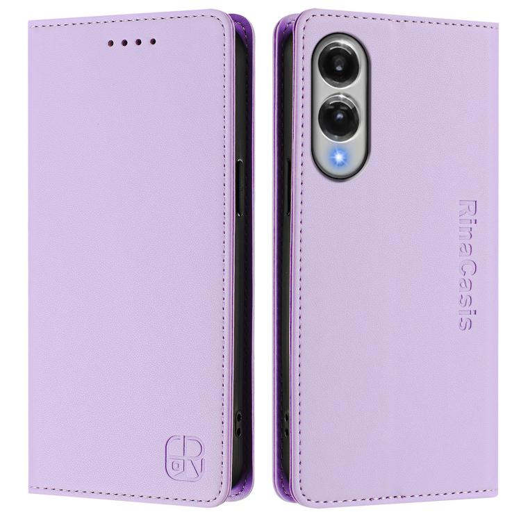 For Galaxy S25 Edge 5G RC01 Dual-Folded Magnetic Suction RFID Leather Phone Case