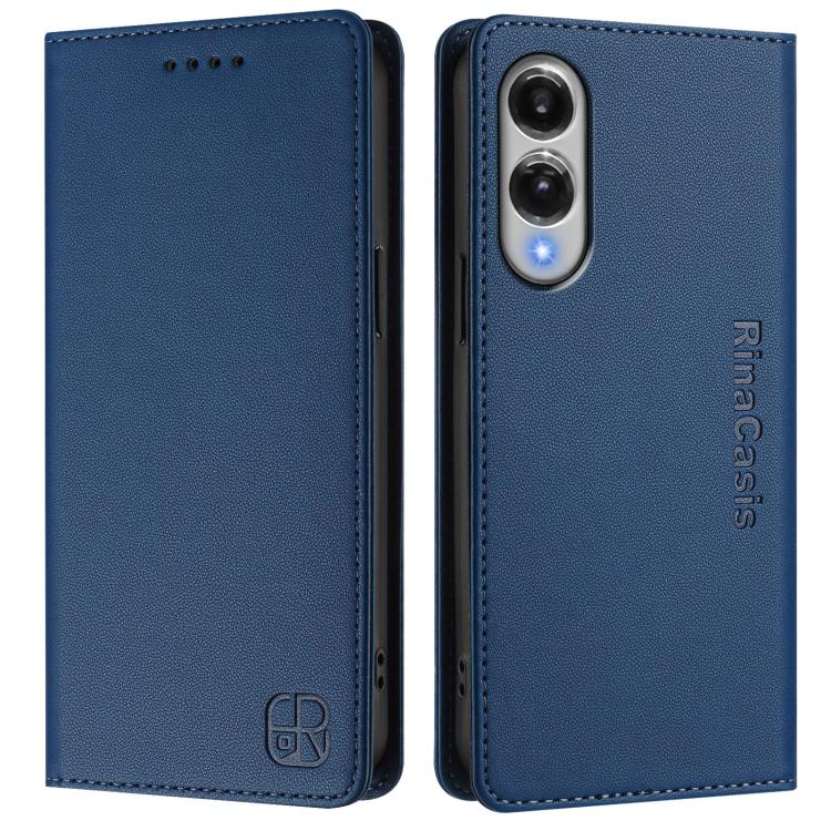 For Galaxy S25 Edge 5G RC01 Dual-Folded Magnetic Suction RFID Leather Phone Case