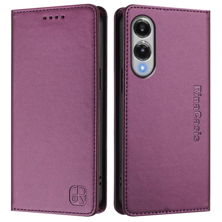 For Galaxy S25 Edge 5G RC01 Dual-Folded Magnetic Suction RFID Leather Phone Case
