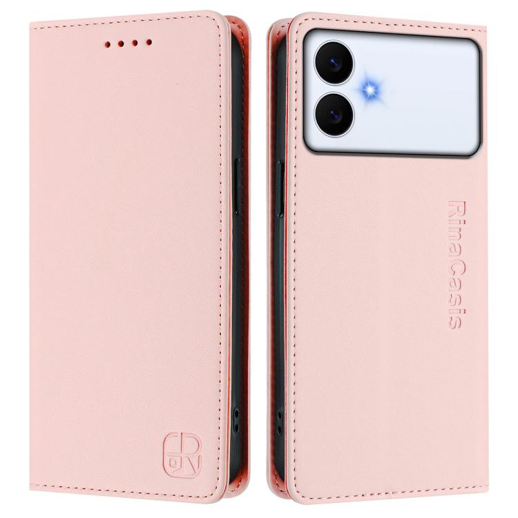 For Galaxy S26 Edge 5G RC01 Dual-Folded Magnetic Suction RFID Leather Phone Case