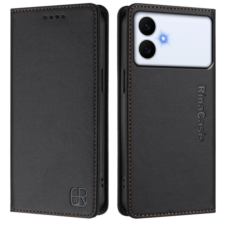 For Galaxy S26 Edge 5G RC01 Dual-Folded Magnetic Suction RFID Leather Phone Case
