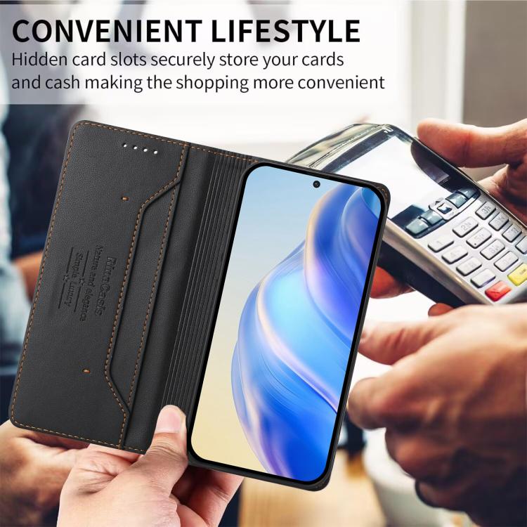For Galaxy S26 Edge 5G RC01 Dual-Folded Magnetic Suction RFID Leather Phone Case