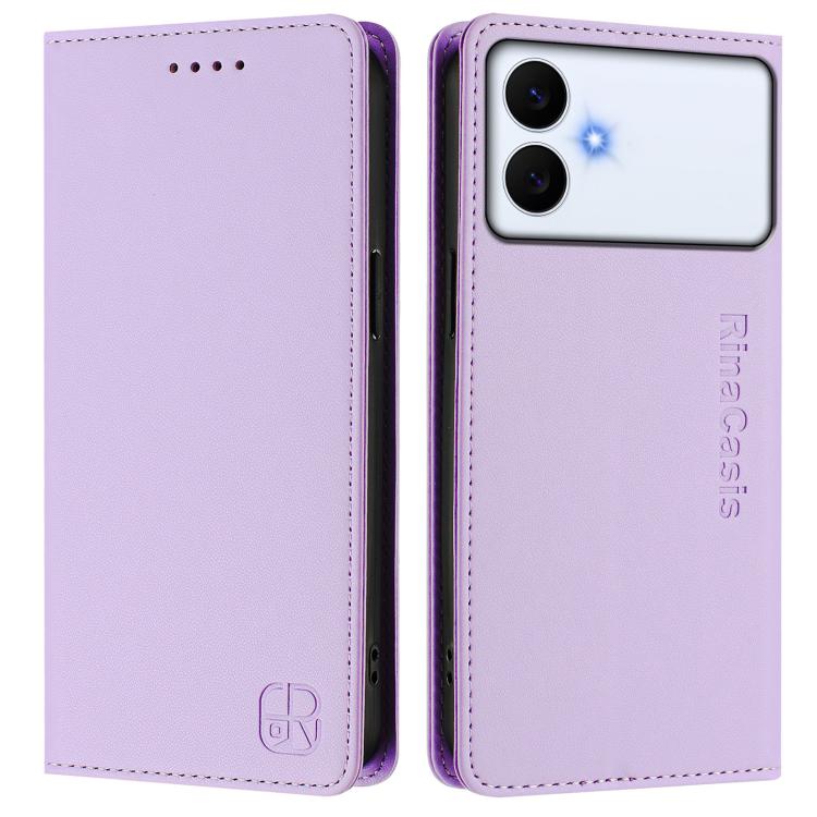 For Galaxy S26 Edge 5G RC01 Dual-Folded Magnetic Suction RFID Leather Phone Case