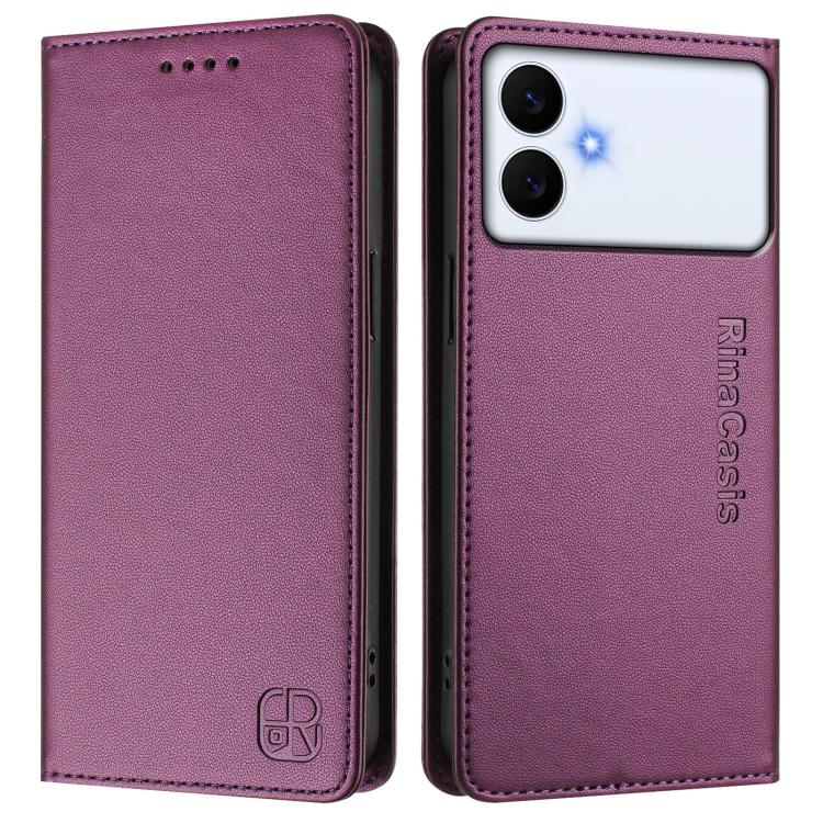 For Galaxy S26 Edge 5G RC01 Dual-Folded Magnetic Suction RFID Leather Phone Case