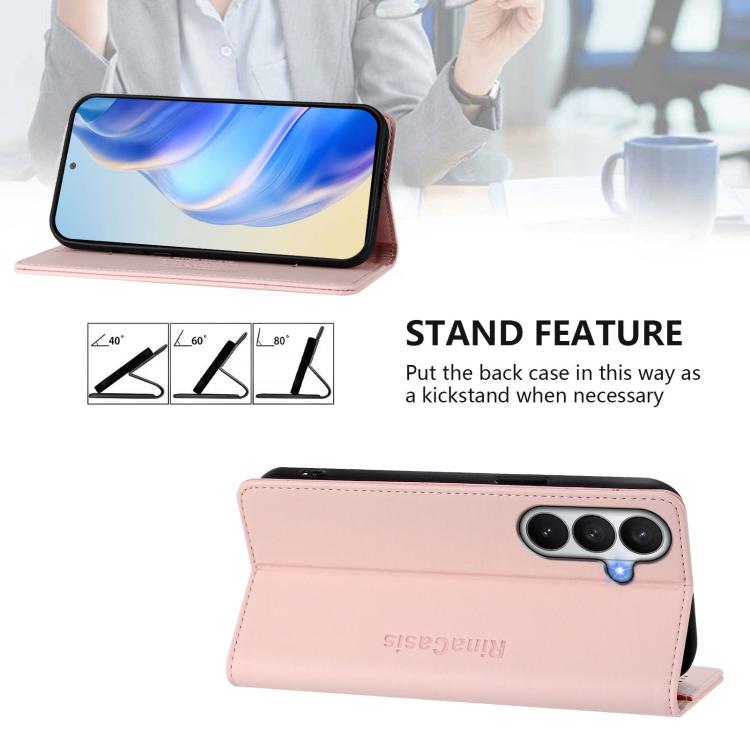 For Galaxy S26 5G RC01 Dual-Folded Magnetic Suction RFID Leather Phone Case