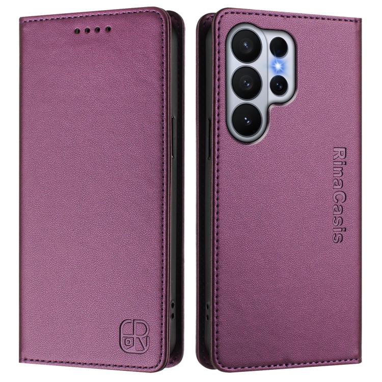 For Galaxy S26 Ultra 5G RC01 Dual-Folded Magnetic Suction RFID Leather Phone Case