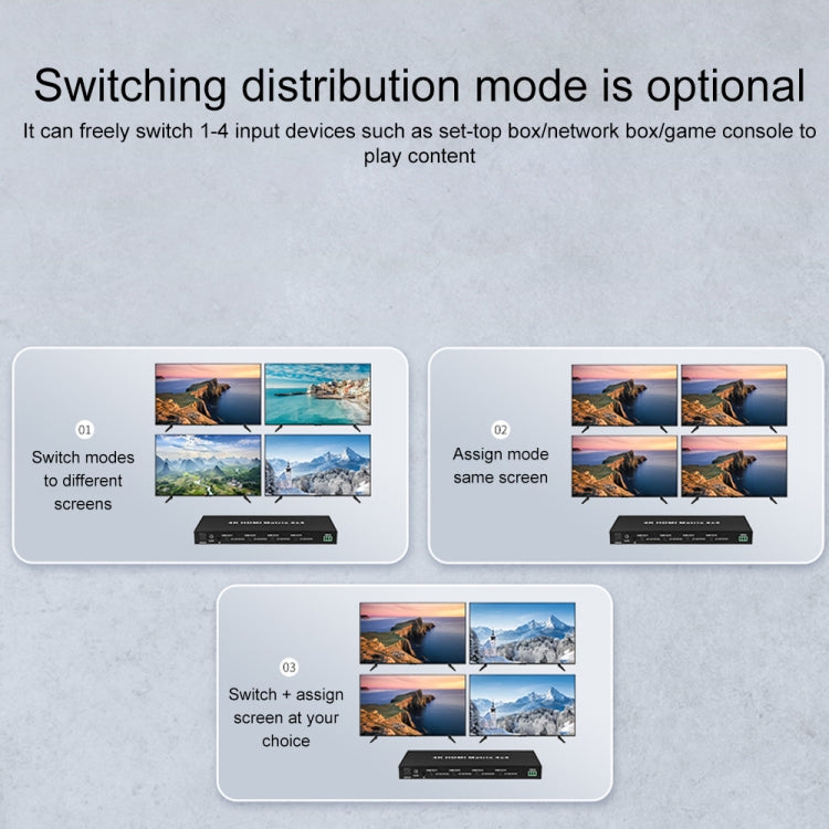 Measy MT4322 4K 30Hz 2 In 2 Out HDMI Matrix Switch Support Seamless Switching, US Plug - Black