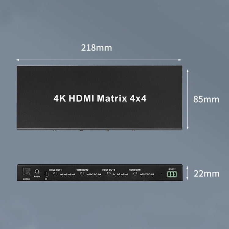Measy MT4344 4K 30Hz 4 In 4 Out HDMI Matrix Switch Support Seamless Switching, AU Plug - Black