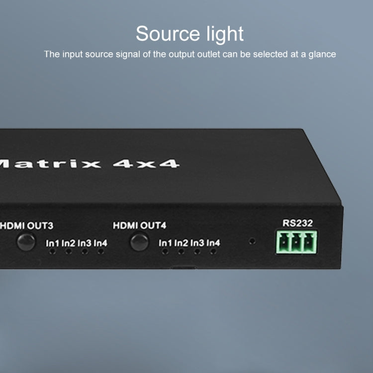 Measy MT4344 4K 30Hz 4 In 4 Out HDMI Matrix Switch Support Seamless Switching, EU Plug - Black