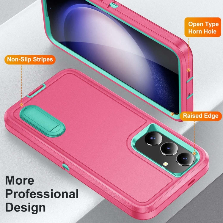 For Samsung Galaxy S24+ / S25+ 5G Rugged PC Hybrid Silicone Phone Case with Holder