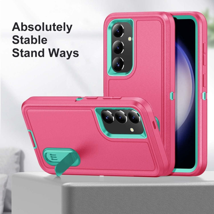 For Samsung Galaxy S24+ / S25+ 5G Rugged PC Hybrid Silicone Phone Case with Holder