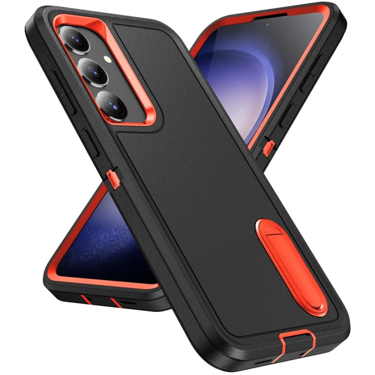 For Samsung Galaxy S24+ / S25+ 5G Rugged PC Hybrid Silicone Phone Case with Holder