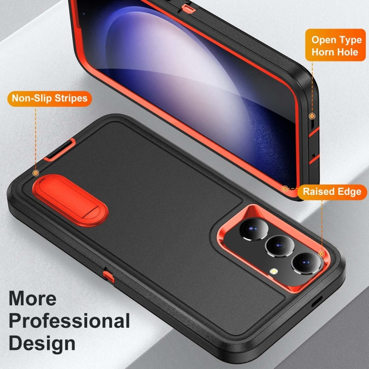 For Samsung Galaxy S24+ / S25+ 5G Rugged PC Hybrid Silicone Phone Case with Holder