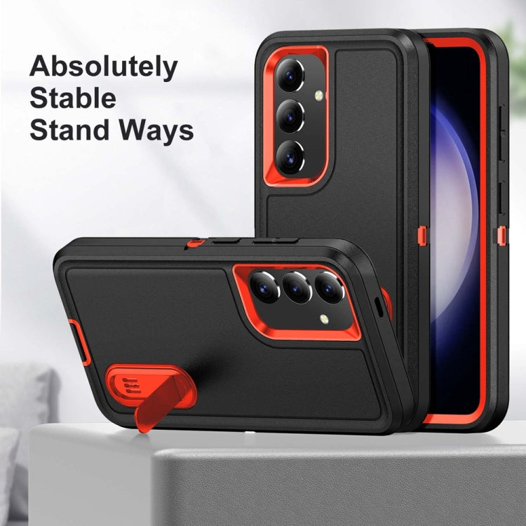 For Samsung Galaxy S24+ / S25+ 5G Rugged PC Hybrid Silicone Phone Case with Holder