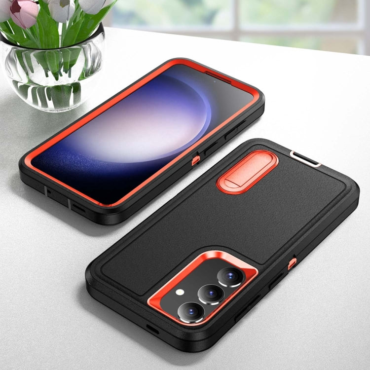 For Samsung Galaxy S24+ / S25+ 5G Rugged PC Hybrid Silicone Phone Case with Holder