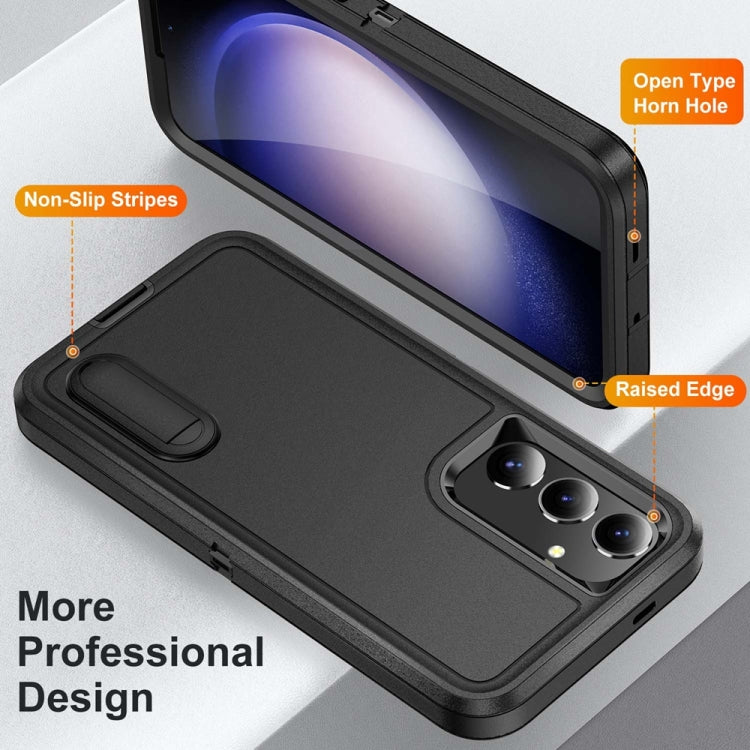 For Samsung Galaxy S24+ / S25+ 5G Rugged PC Hybrid Silicone Phone Case with Holder