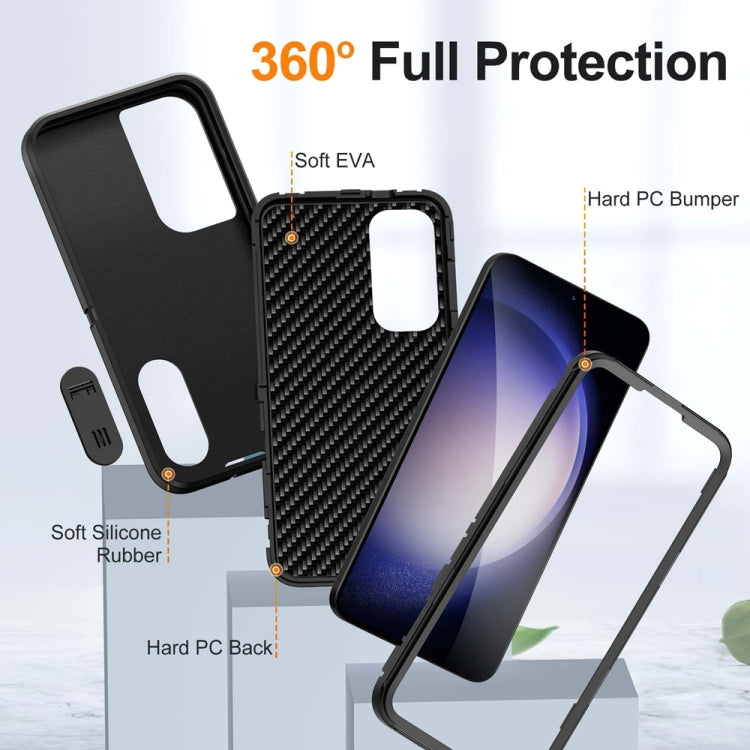 For Samsung Galaxy S24+ / S25+ 5G Rugged PC Hybrid Silicone Phone Case with Holder