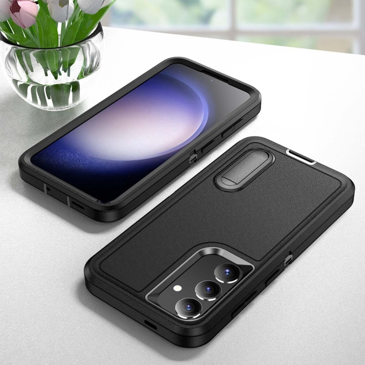 For Samsung Galaxy S24+ / S25+ 5G Rugged PC Hybrid Silicone Phone Case with Holder