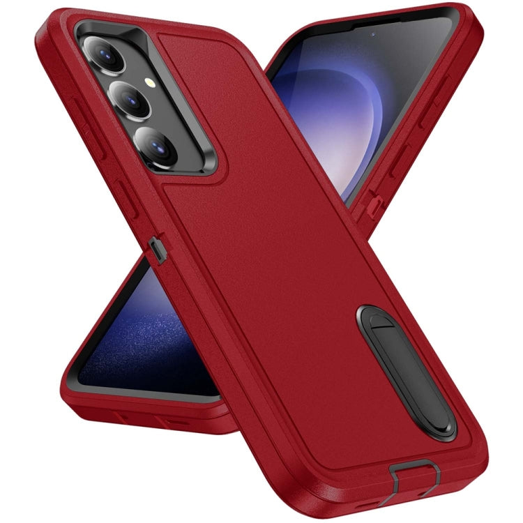 For Samsung Galaxy S24+ / S25+ 5G Rugged PC Hybrid Silicone Phone Case with Holder