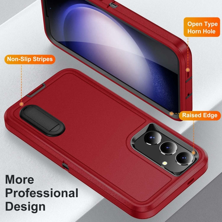 For Samsung Galaxy S24+ / S25+ 5G Rugged PC Hybrid Silicone Phone Case with Holder