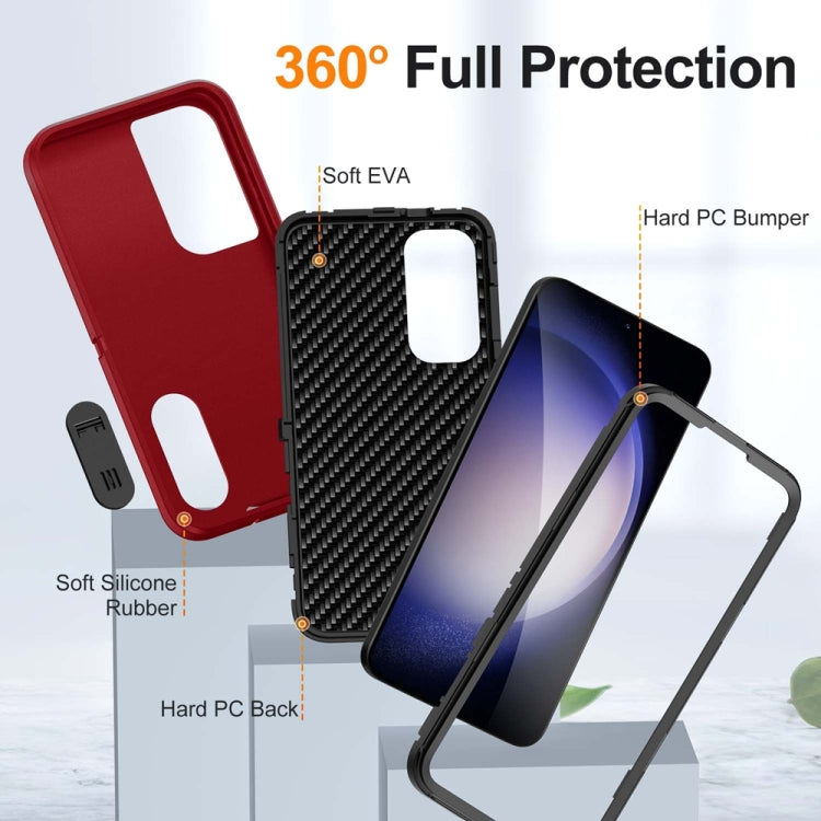 For Samsung Galaxy S24+ / S25+ 5G Rugged PC Hybrid Silicone Phone Case with Holder