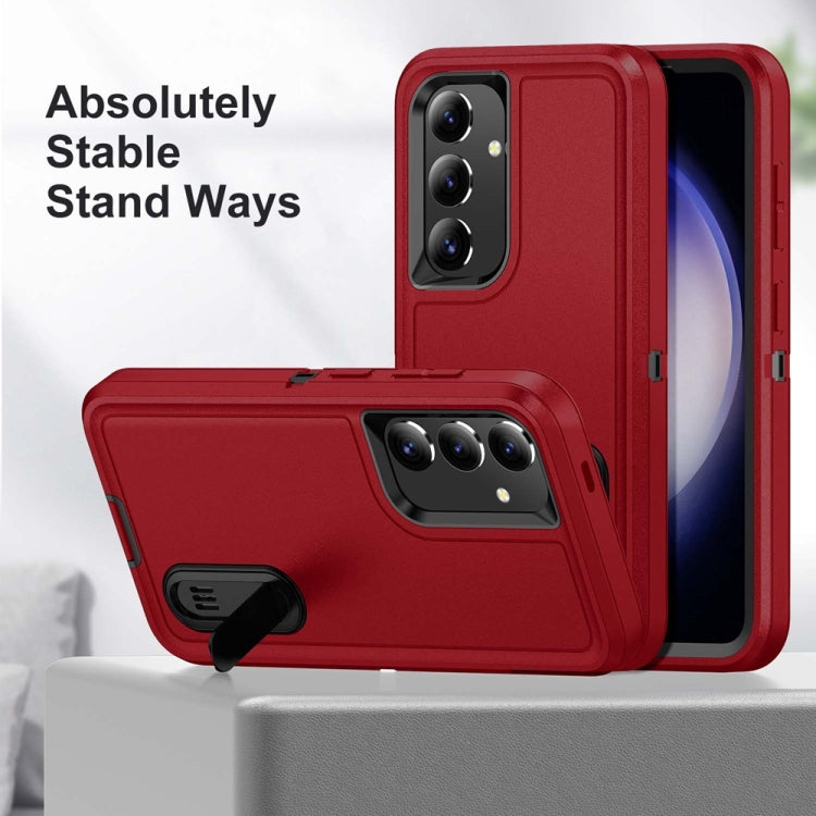 For Samsung Galaxy S24+ / S25+ 5G Rugged PC Hybrid Silicone Phone Case with Holder