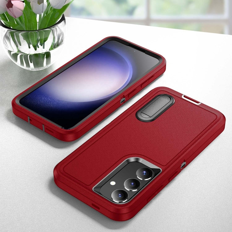 For Samsung Galaxy S24+ / S25+ 5G Rugged PC Hybrid Silicone Phone Case with Holder