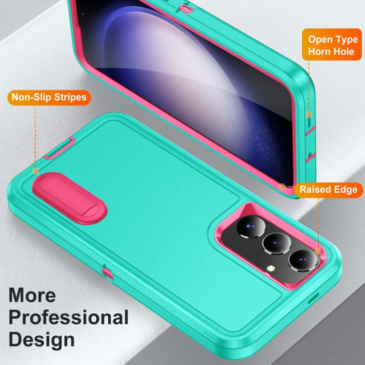 For Samsung Galaxy S24+ / S25+ 5G Rugged PC Hybrid Silicone Phone Case with Holder