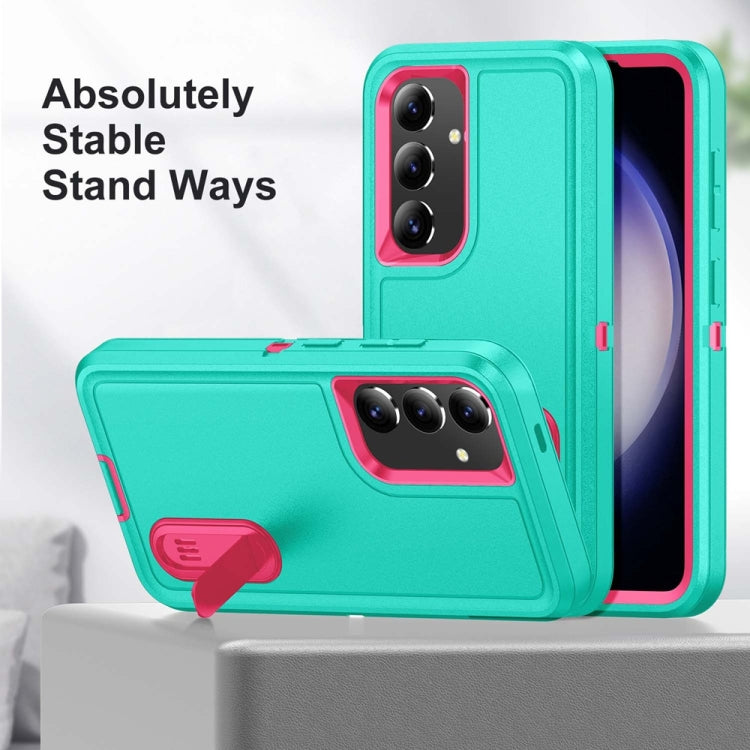 For Samsung Galaxy S24+ / S25+ 5G Rugged PC Hybrid Silicone Phone Case with Holder