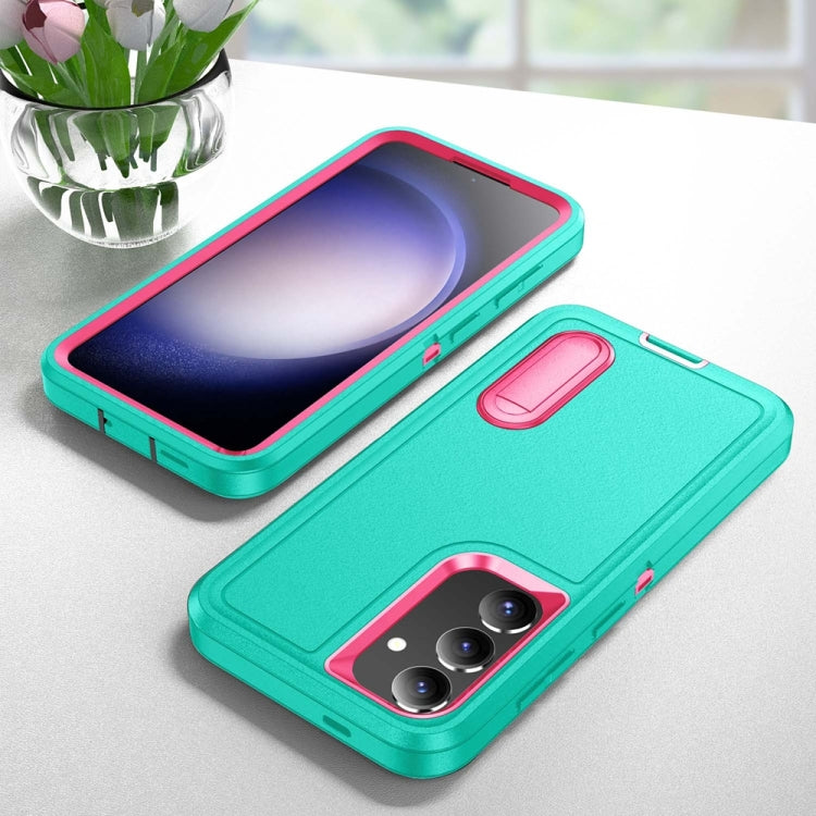 For Samsung Galaxy S24+ / S25+ 5G Rugged PC Hybrid Silicone Phone Case with Holder