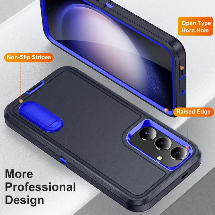 For Samsung Galaxy S24+ / S25+ 5G Rugged PC Hybrid Silicone Phone Case with Holder