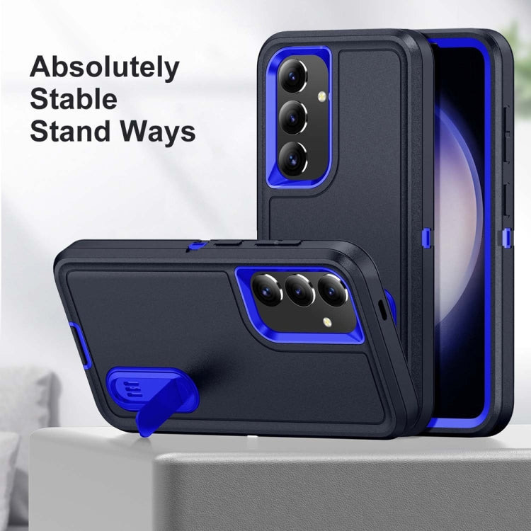 For Samsung Galaxy S24+ / S25+ 5G Rugged PC Hybrid Silicone Phone Case with Holder