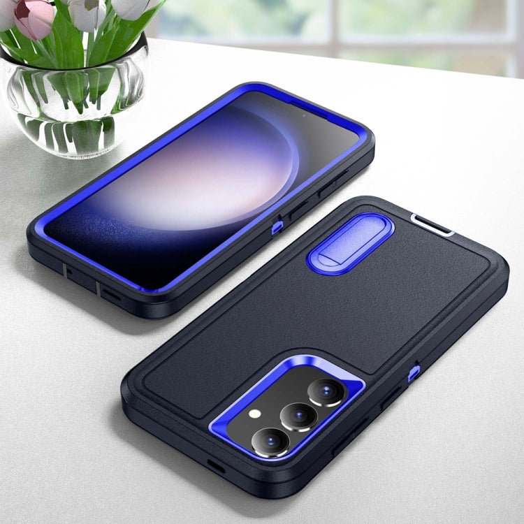 For Samsung Galaxy S24+ / S25+ 5G Rugged PC Hybrid Silicone Phone Case with Holder