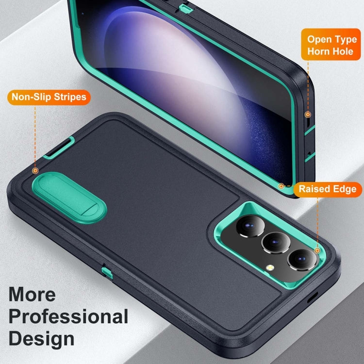 For Samsung Galaxy S24+ / S25+ 5G Rugged PC Hybrid Silicone Phone Case with Holder