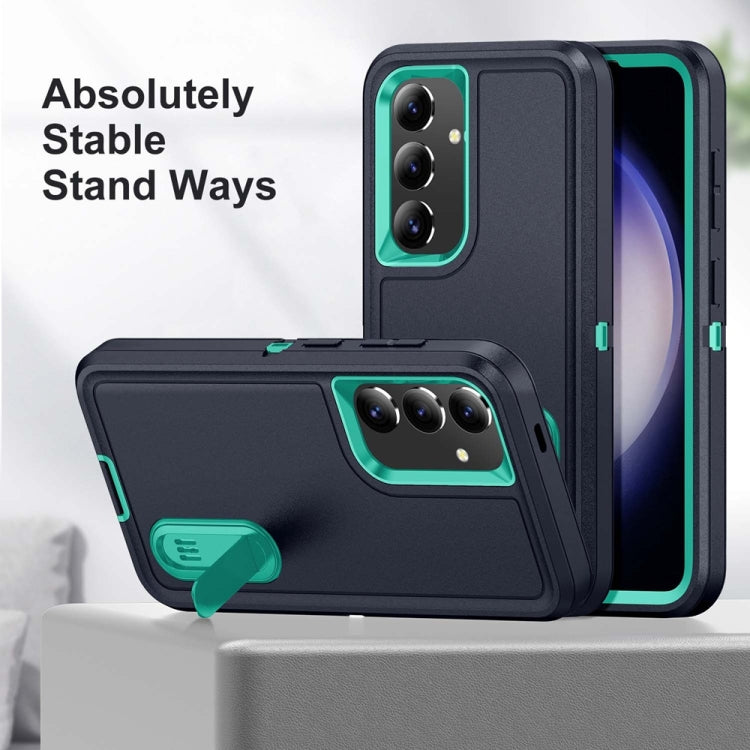 For Samsung Galaxy S24+ / S25+ 5G Rugged PC Hybrid Silicone Phone Case with Holder