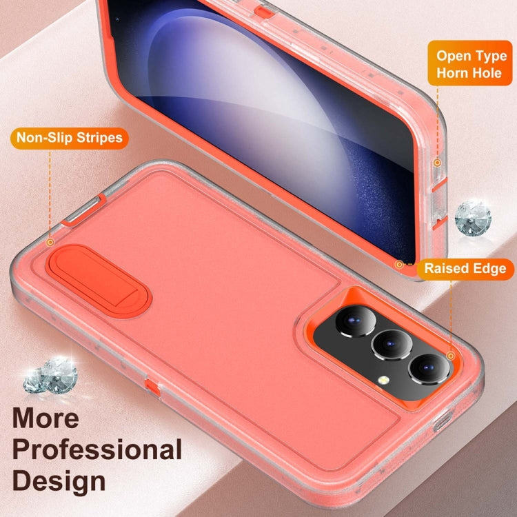 For Samsung Galaxy S24+ / S25+ 5G Rugged PC Hybrid Silicone Phone Case with Holder