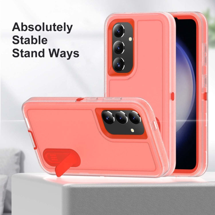 For Samsung Galaxy S24+ / S25+ 5G Rugged PC Hybrid Silicone Phone Case with Holder