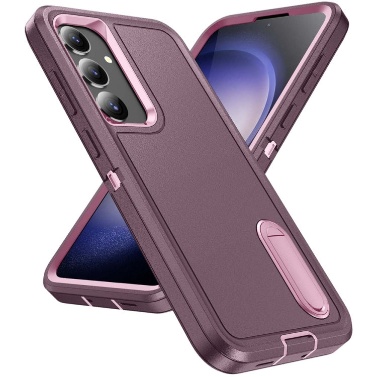 For Samsung Galaxy S24+ / S25+ 5G Rugged PC Hybrid Silicone Phone Case with Holder