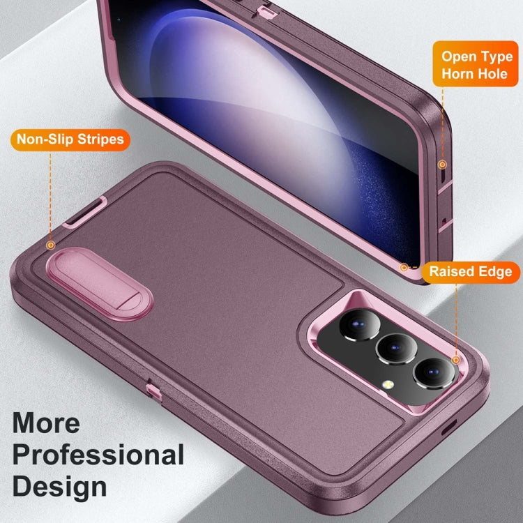 For Samsung Galaxy S24+ / S25+ 5G Rugged PC Hybrid Silicone Phone Case with Holder
