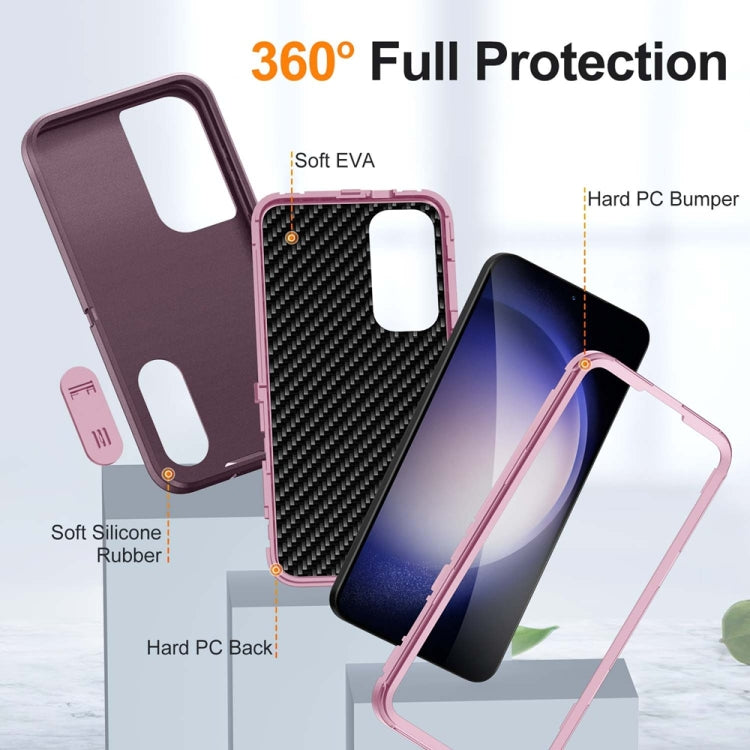 For Samsung Galaxy S24+ / S25+ 5G Rugged PC Hybrid Silicone Phone Case with Holder