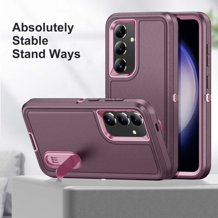 For Samsung Galaxy S24+ / S25+ 5G Rugged PC Hybrid Silicone Phone Case with Holder