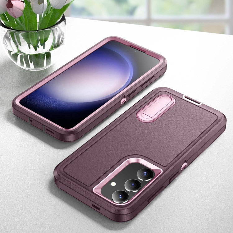 For Samsung Galaxy S24+ / S25+ 5G Rugged PC Hybrid Silicone Phone Case with Holder