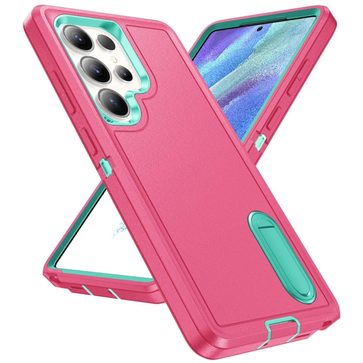 For Samsung Galaxy S25 Ultra 5G Rugged PC Hybrid Silicone Phone Case with Holder