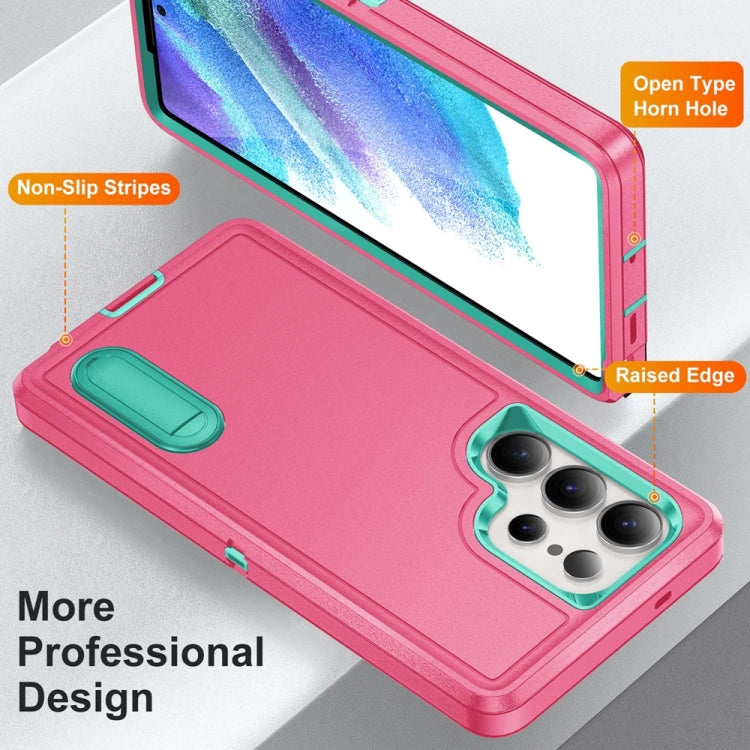 For Samsung Galaxy S25 Ultra 5G Rugged PC Hybrid Silicone Phone Case with Holder