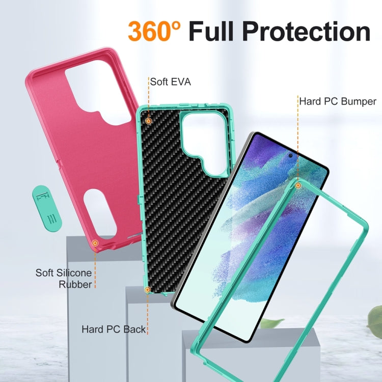 For Samsung Galaxy S25 Ultra 5G Rugged PC Hybrid Silicone Phone Case with Holder