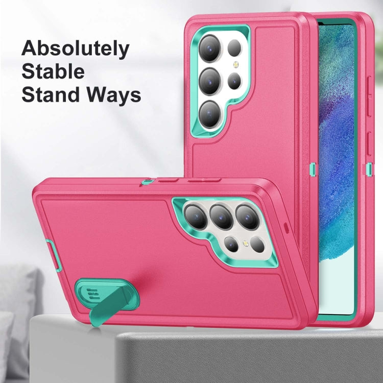For Samsung Galaxy S25 Ultra 5G Rugged PC Hybrid Silicone Phone Case with Holder